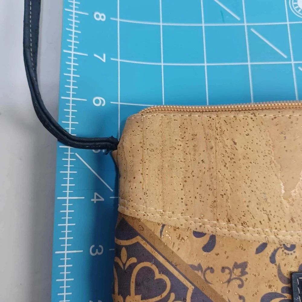 Montado Cork Crossbody Bag Floral‎ Purse Small Double Zipper READ